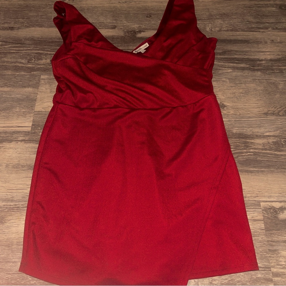 Ruby red romper with side zipper